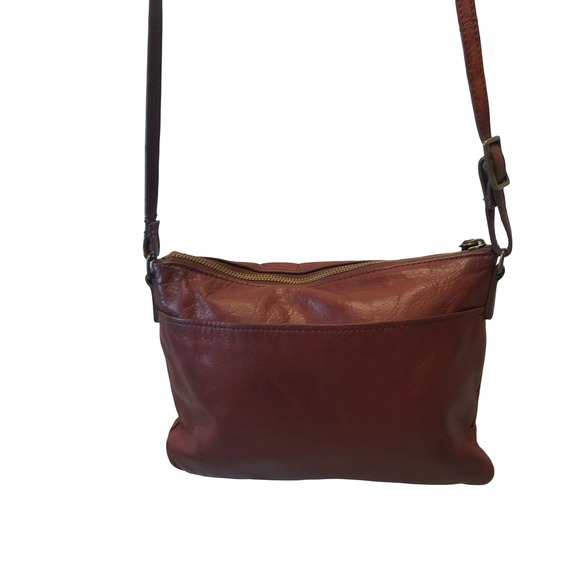 Margot Brown Leather Crossbody Bag Zipper Pocket Adjustable Strap - Picture 5 of 16